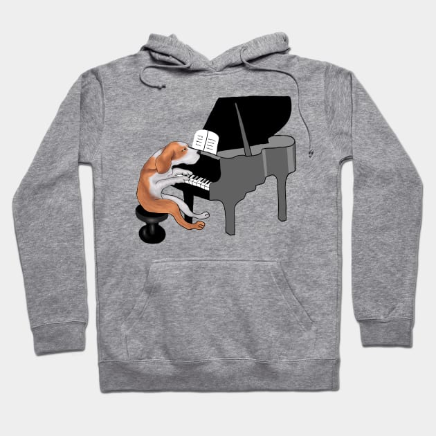 Dog Playing Piano Funny Hoodie by Merchweaver